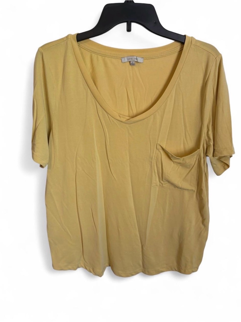 Love Tree V-Neck Short Sleeve Pocket Tee in Yellow